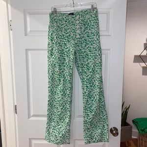 Green and white floral pants